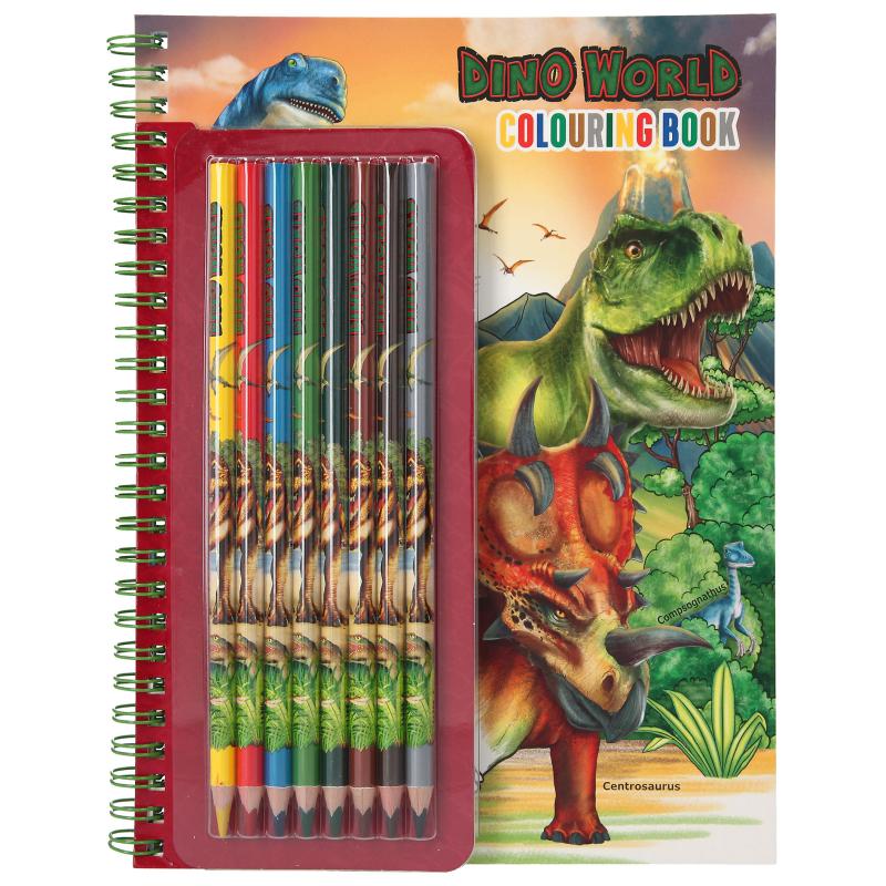 Dino World Colouring Book & Coloured Pencils