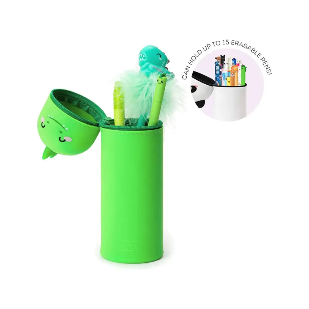 2-In-1 Silicone Pencil Case - Kawaii - Dino